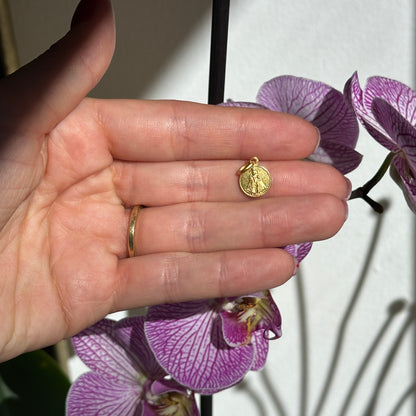 18KT Yellow Gold Matte Child of Prague Pendant Charm 10mm