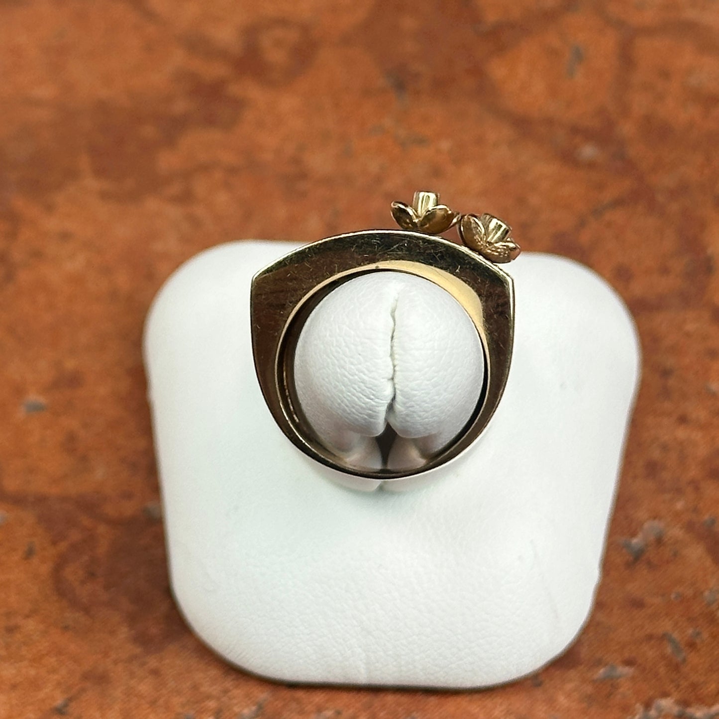 Estate 14KT Yellow Gold Alexandrite + Diamond Flower Ring