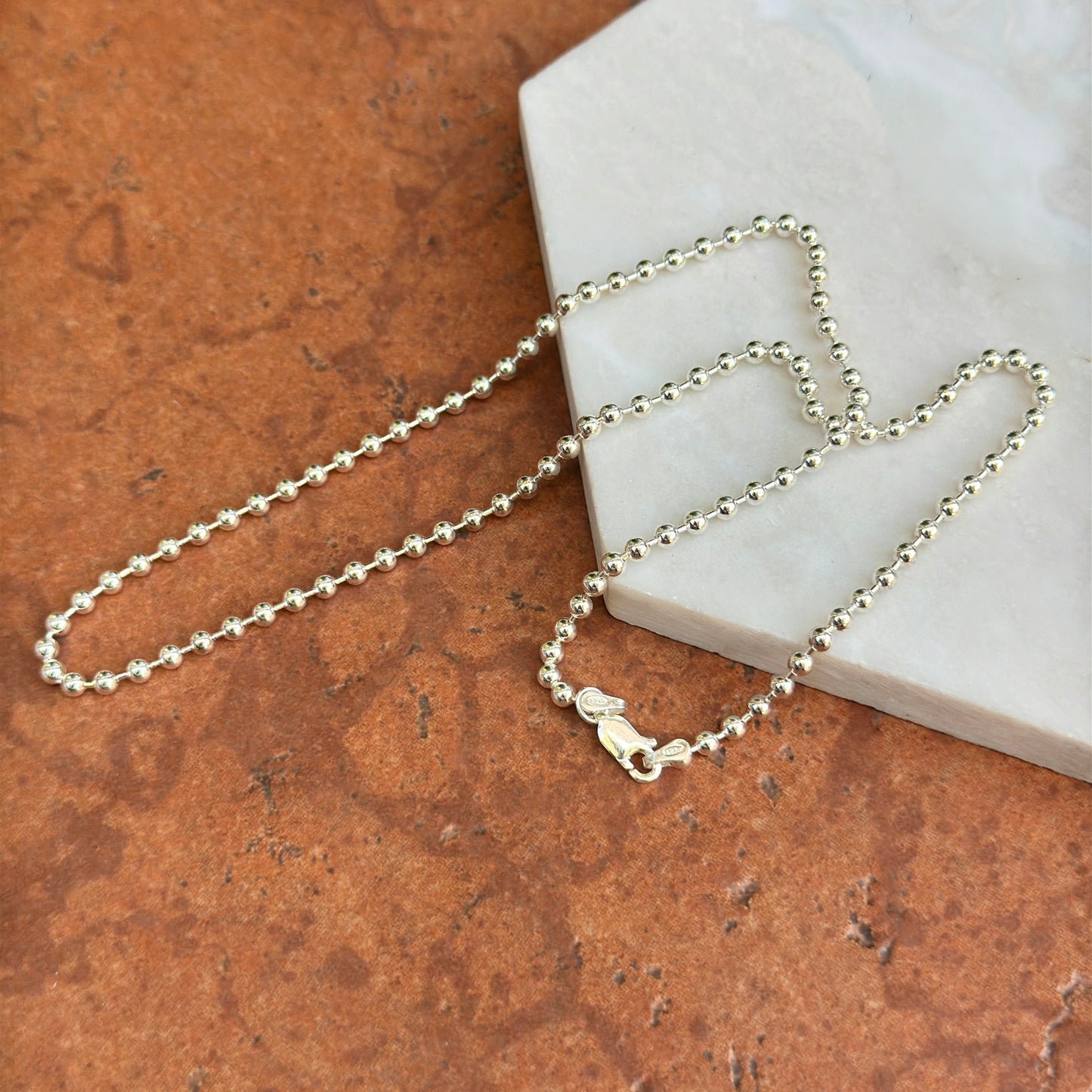 Sterling Sliver Hollow 3mm Bead Chain Necklace