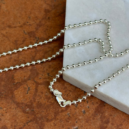 Sterling Sliver Hollow 3mm Bead Chain Necklace
