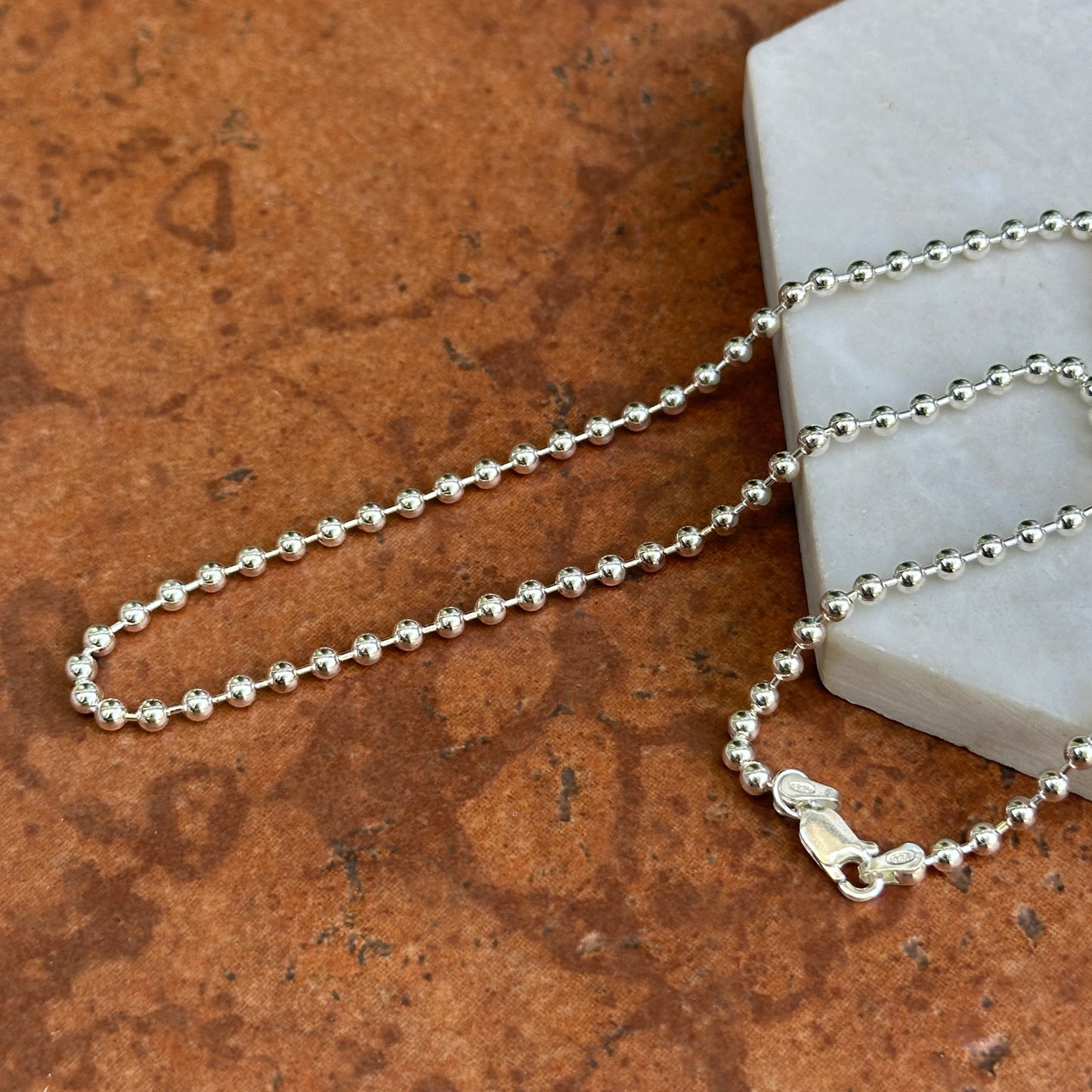 Sterling Sliver Hollow 3mm Bead Chain Necklace
