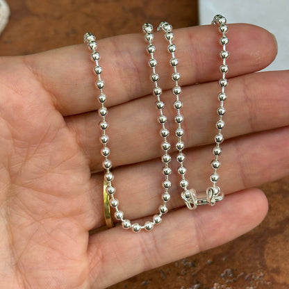 Sterling Sliver Hollow 3mm Bead Chain Necklace