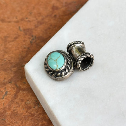 Estate Sterling Silver Oval Cabochon Genuine Turquoise Slide Pendant