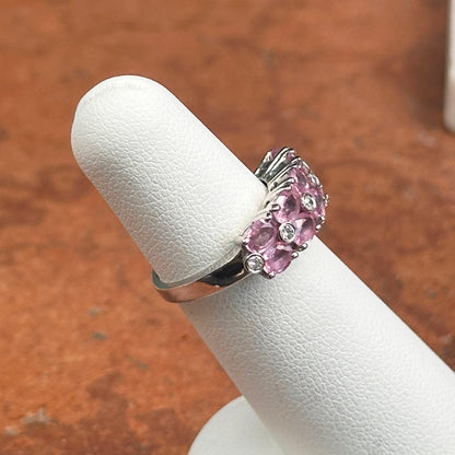 Estate 14KT White Gold Oval Pink Sapphire + Diamond Ring
