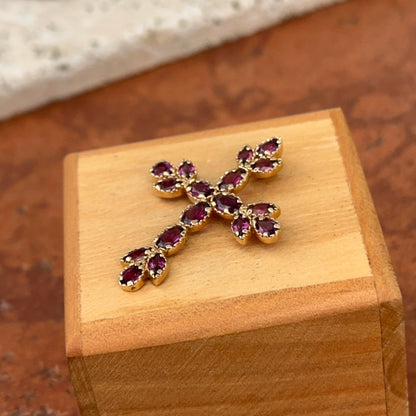 Estate 14KT Yellow Gold Genuine Amethyst Cross Pendant Slide Hidden Bail 36mm