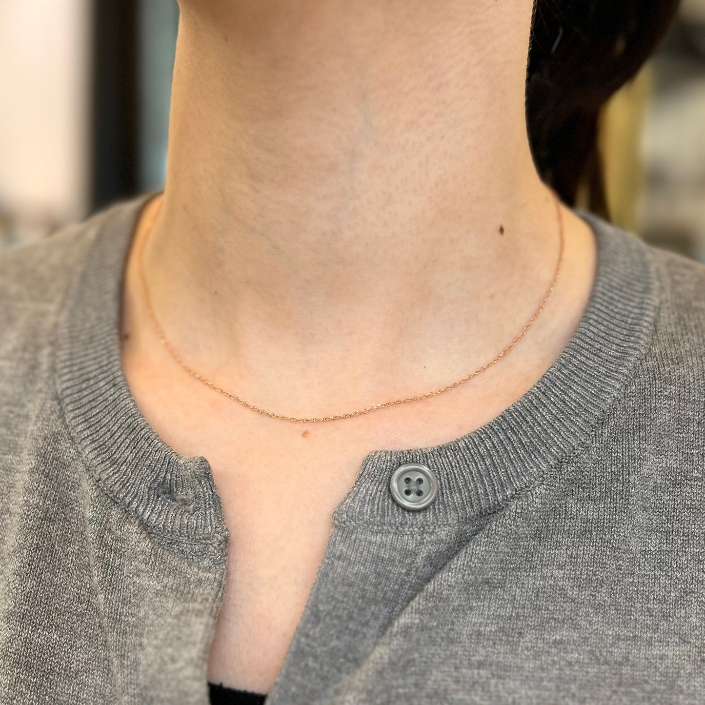 14KT Rose Gold 1.1MM Fine Diamond-Cut Cable Chain Necklace Various Lengths