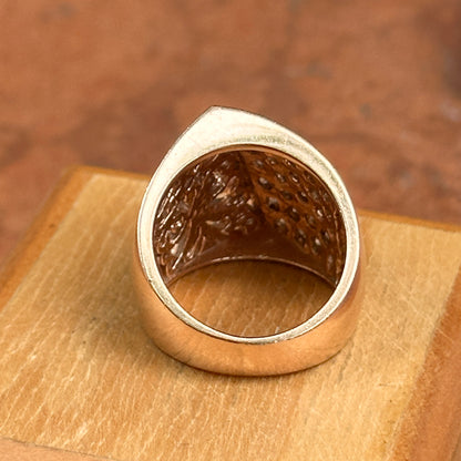 Estate 14KT Rose Gold Diamond Angular Filigree Ring