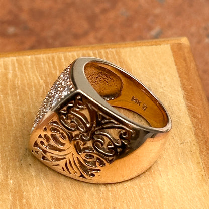 Estate 14KT Rose Gold Diamond Angular Filigree Ring