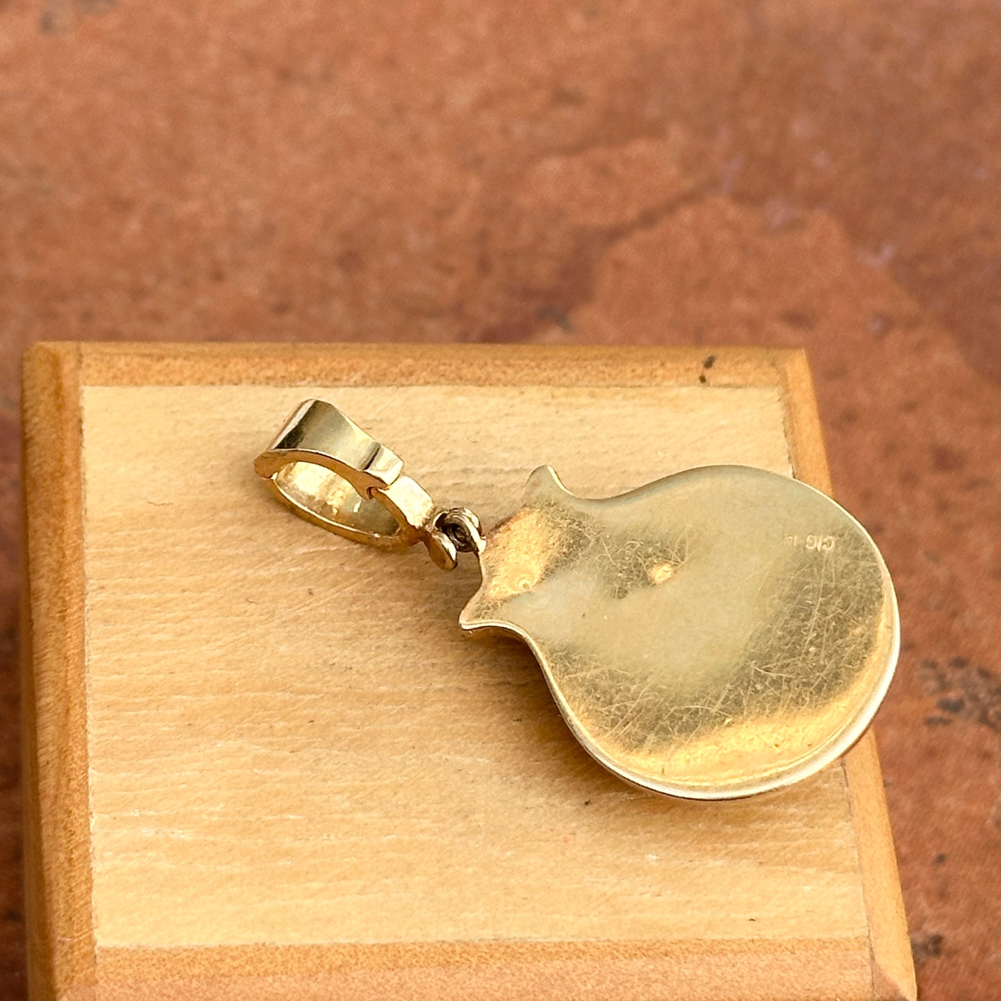 Estate 14KT Yellow Gold Mabe Pearl + Cabochon Pink Tourmaline Enhancer Pendant - LSJ