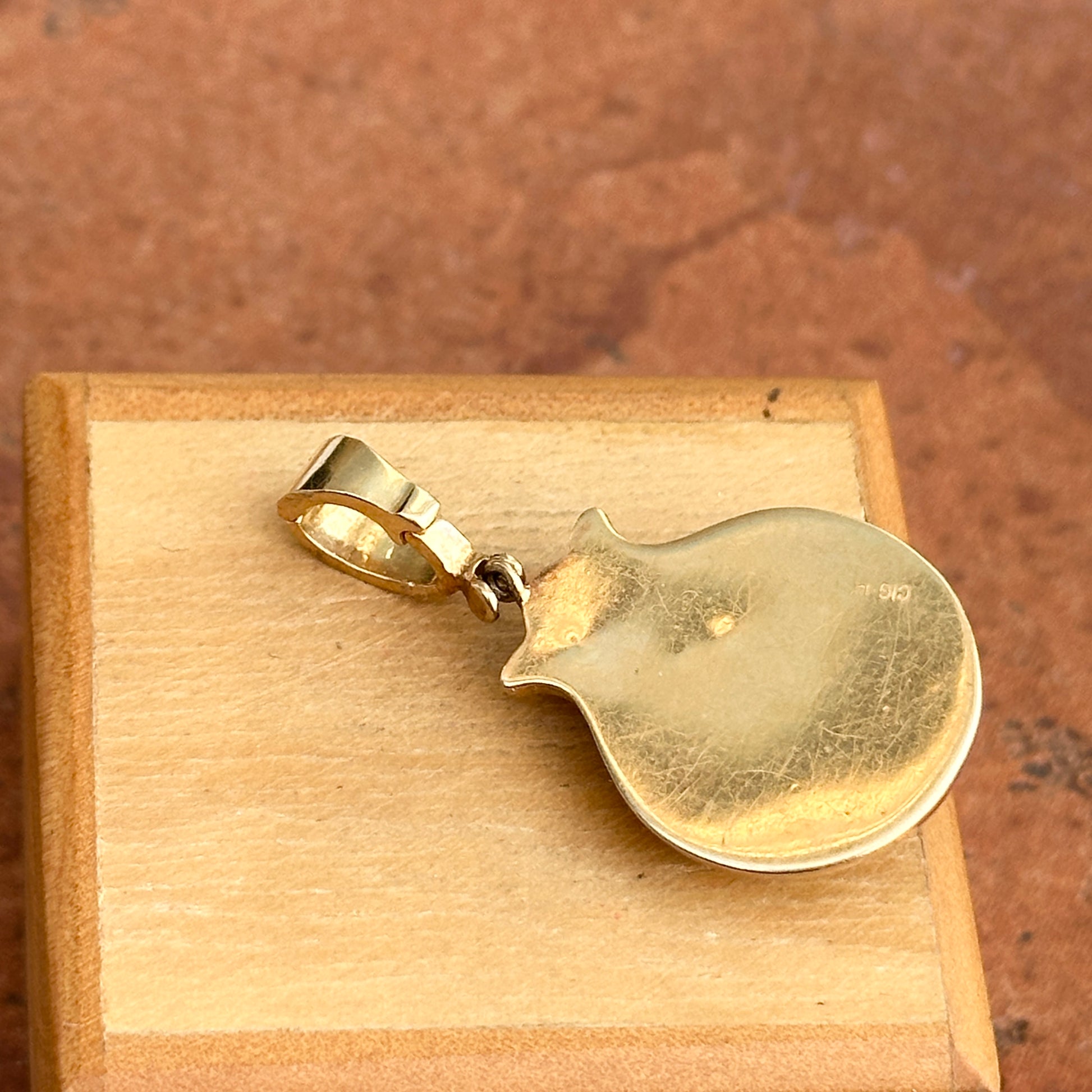 Estate 14KT Yellow Gold Mabe Pearl + Cabochon Pink Tourmaline Enhancer Pendant - LSJ