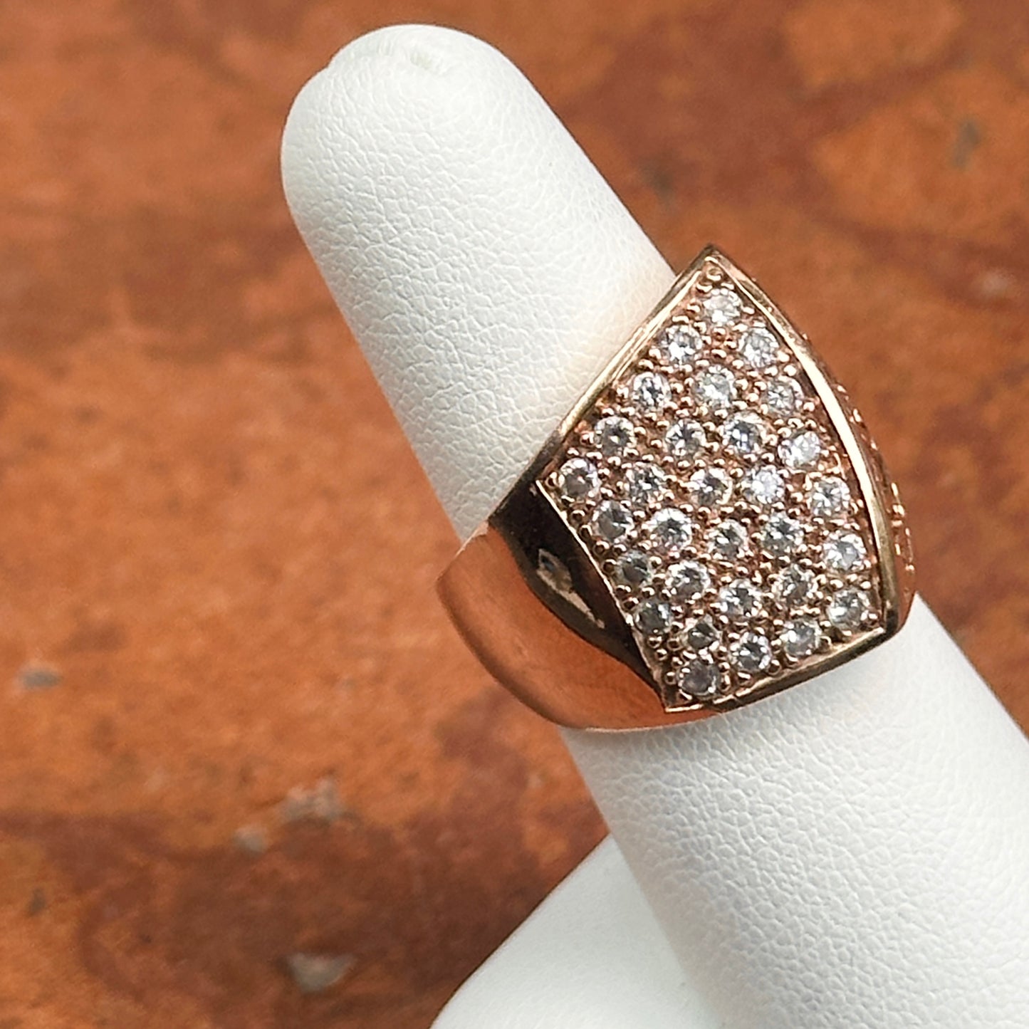 Estate 14KT Rose Gold Diamond Angular Filigree Ring