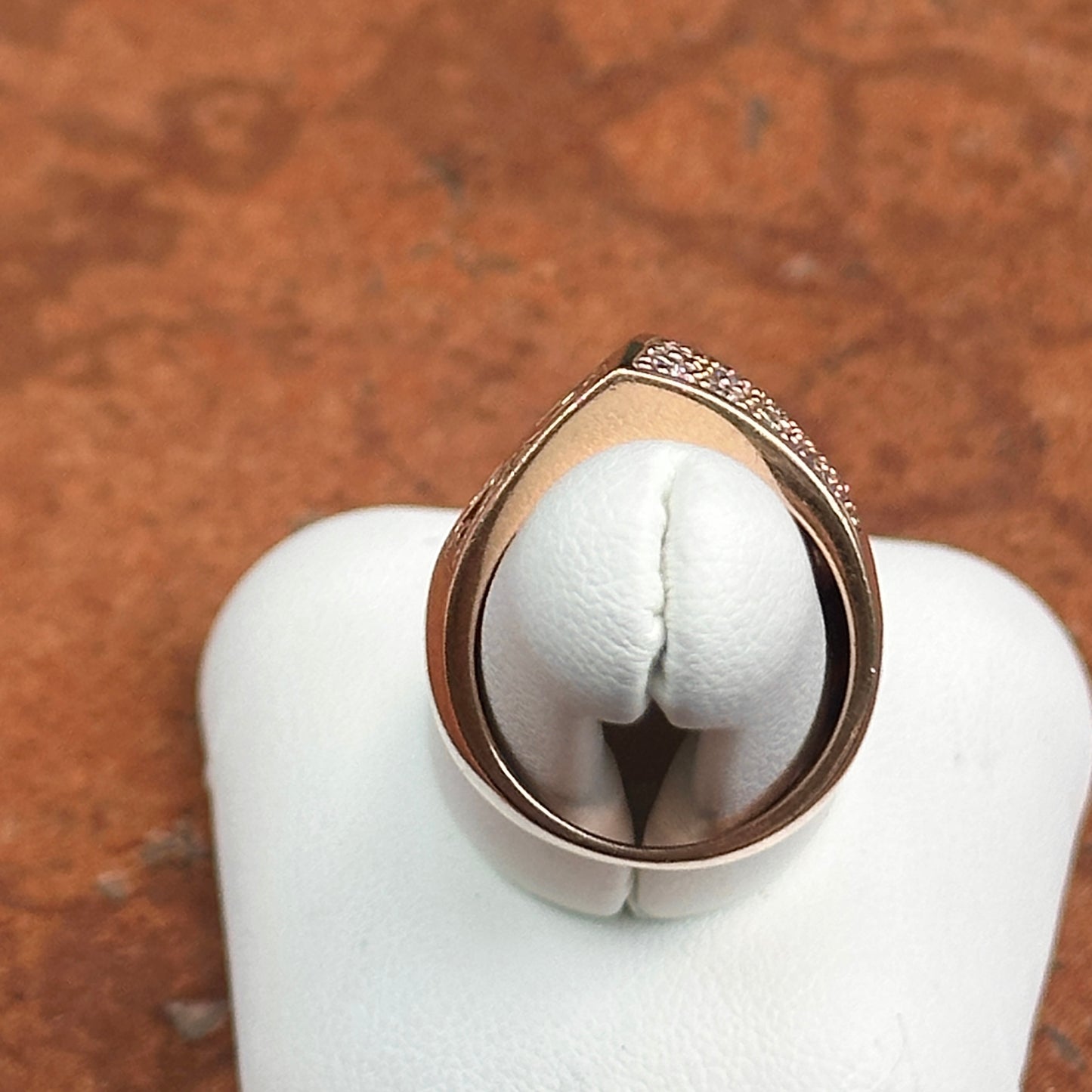 Estate 14KT Rose Gold Diamond Angular Filigree Ring