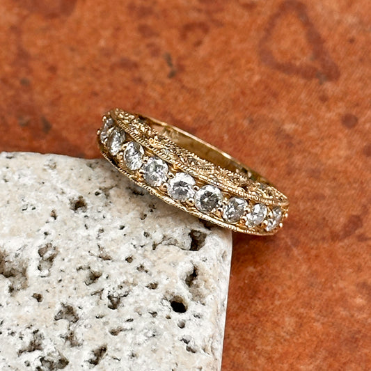 Estate 14KT Yellow Gold .83 CT Diamond Filigree Band Ring