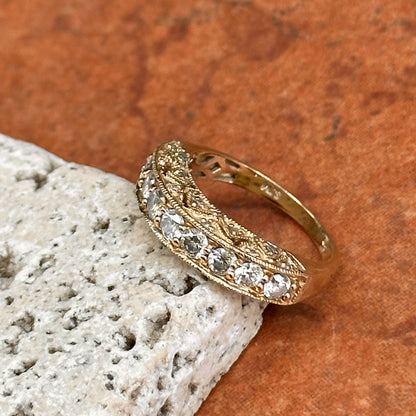 Estate 14KT Yellow Gold .83 CT Diamond Filigree Band Ring