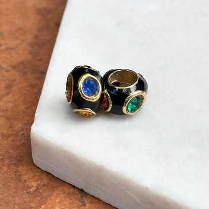 Estate Gold-Filled Multi Color + Black Enamel Bead/ Earring Charms