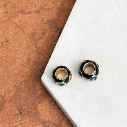 Estate Gold-Filled Multi Color + Black Enamel Bead/ Earring Charms