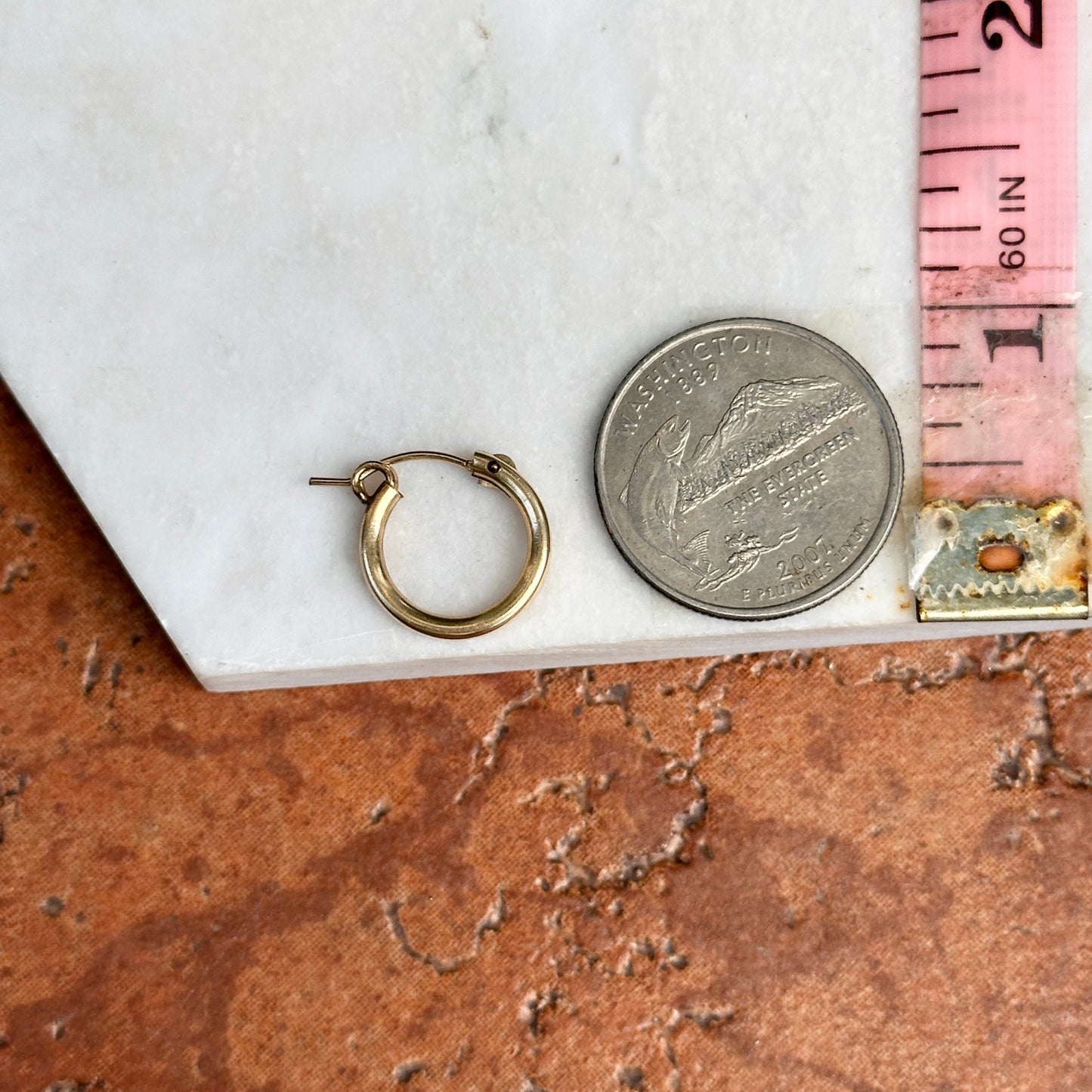 Estate Gold-Plated Round Hoop Pierced Earrings 14mm