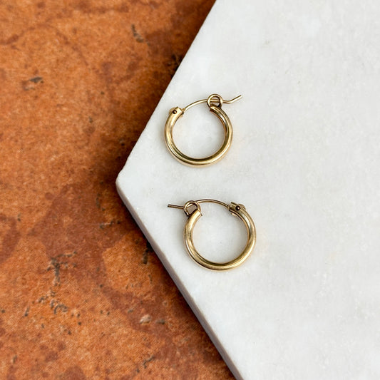 Estate Gold-Plated Round Hoop Pierced Earrings 14mm