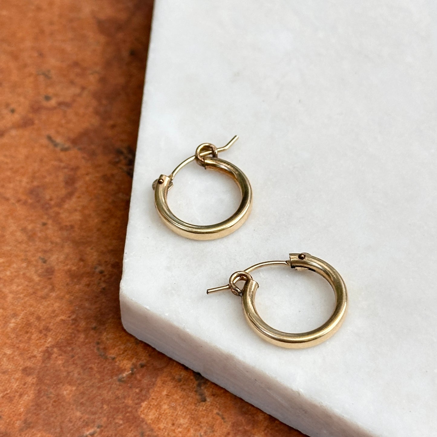 Estate Gold-Plated Round Hoop Pierced Earrings 14mm