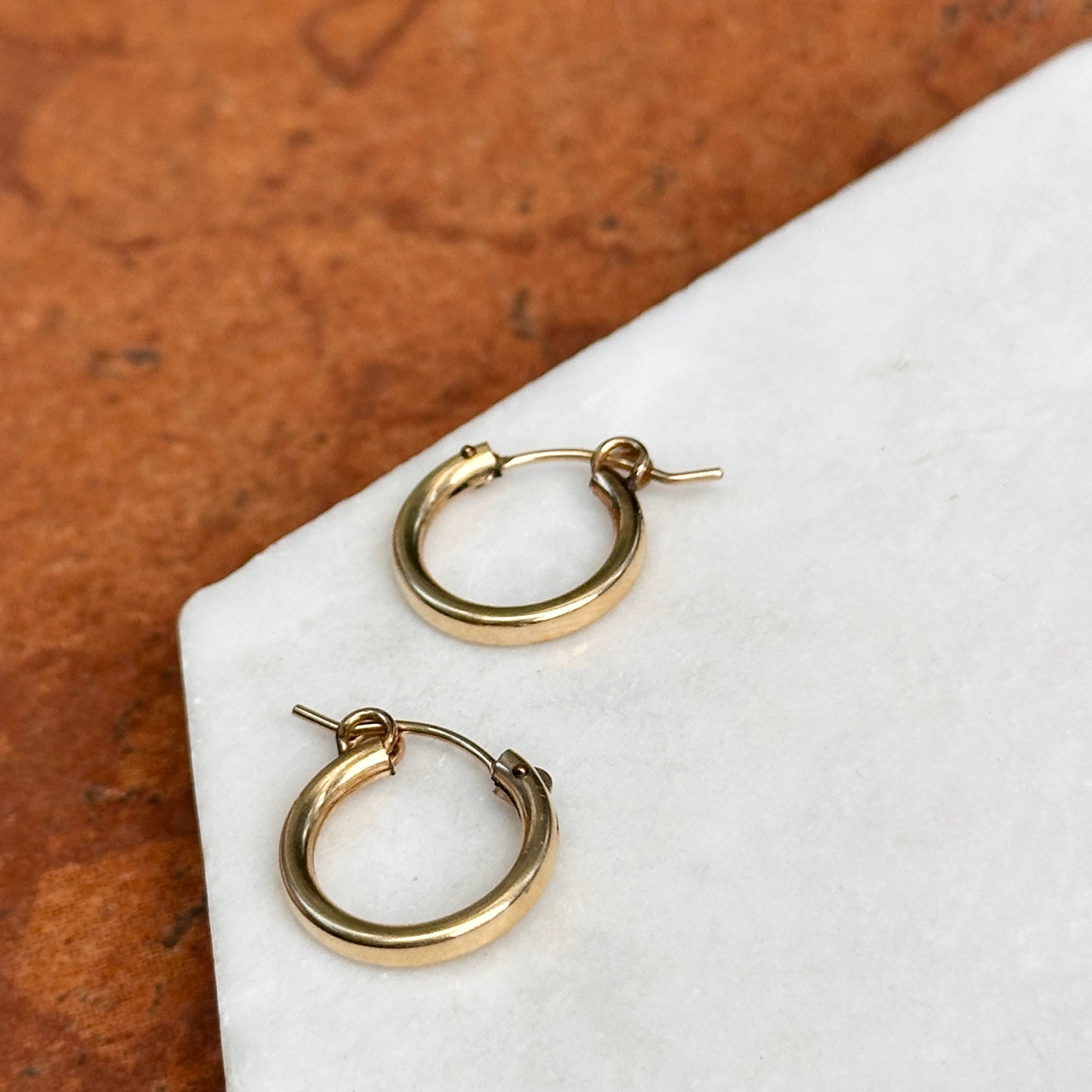 Estate Gold-Plated Round Hoop Pierced Earrings 14mm