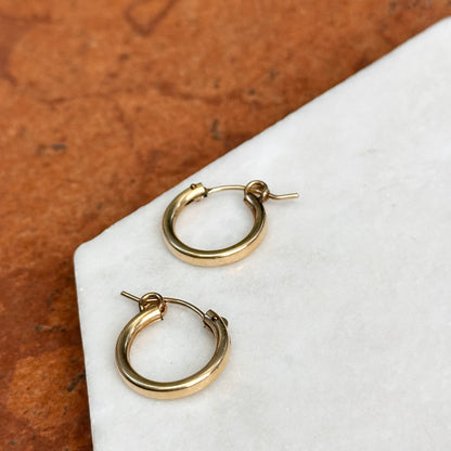 Estate Gold-Plated Round Hoop Pierced Earrings 14mm