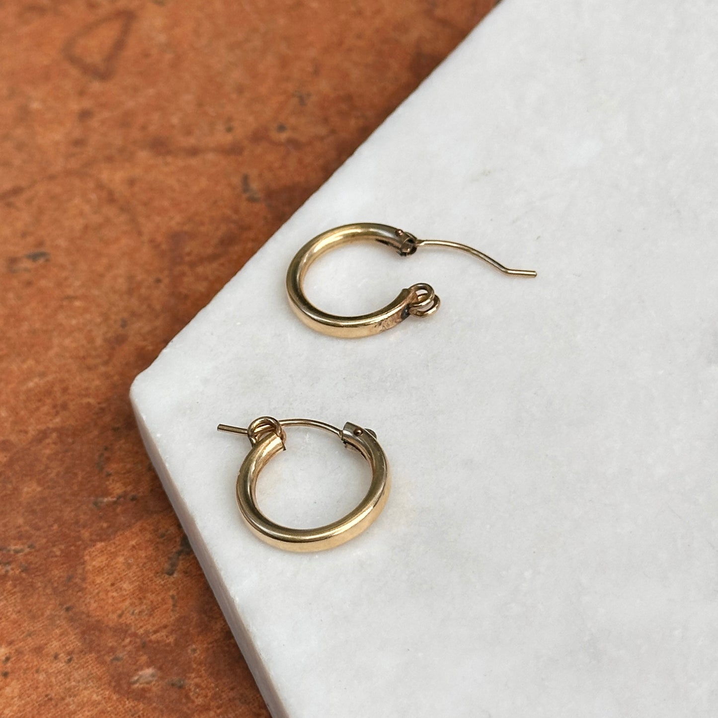 Estate Gold-Plated Round Hoop Pierced Earrings 14mm