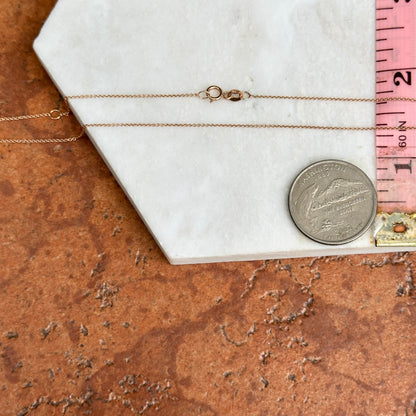 14KT Rose Gold 0.9mm Cable Chain Necklace 16"-18"