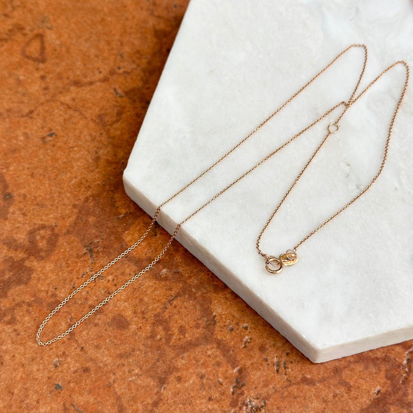 14KT Rose Gold 0.9mm Cable Chain Necklace 16"-18"