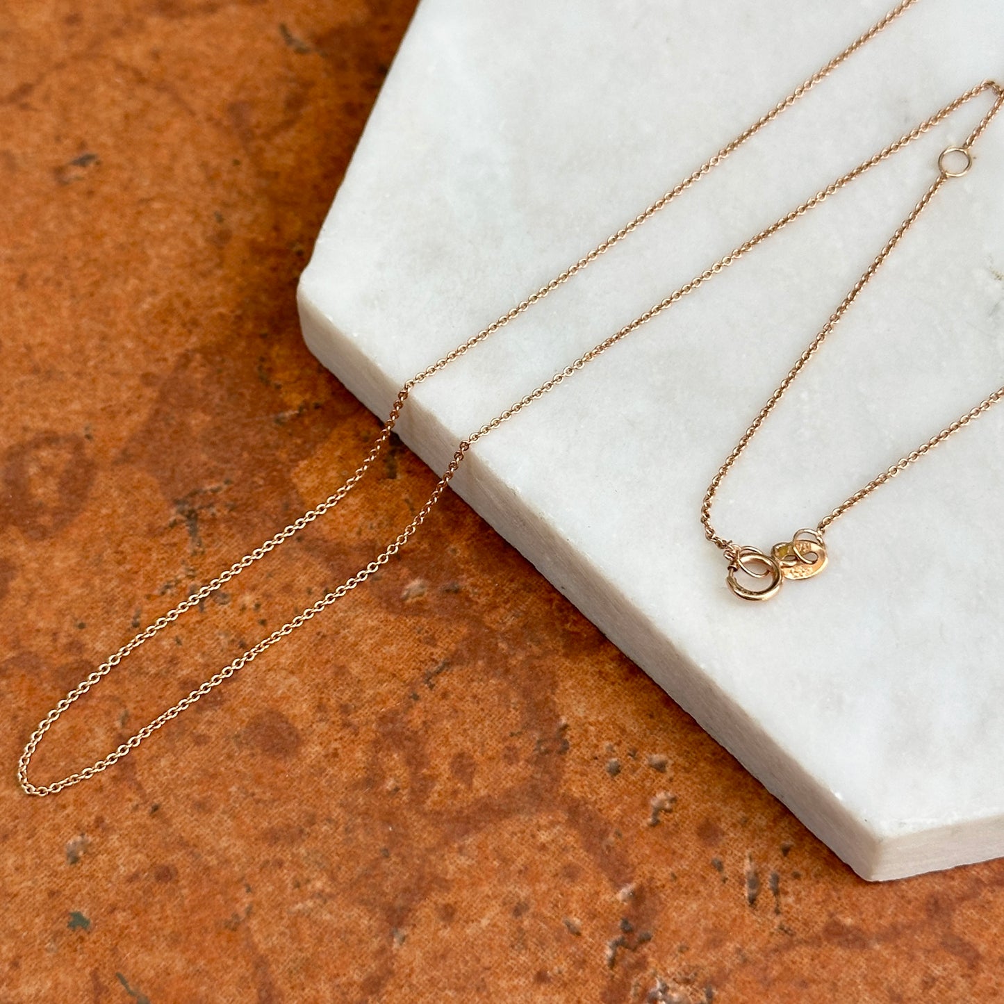 14KT Rose Gold 0.9mm Cable Chain Necklace 16"-18"