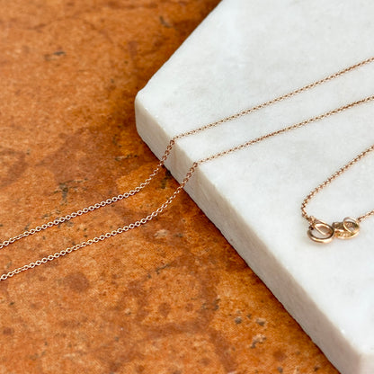 14KT Rose Gold 0.9mm Cable Chain Necklace 16"-18"