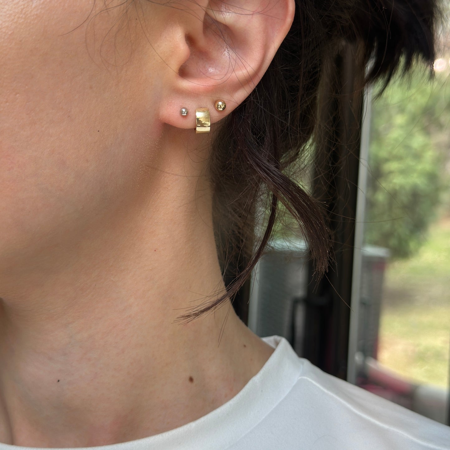 14KT White Gold 3mm Ball Stud Post Earrings