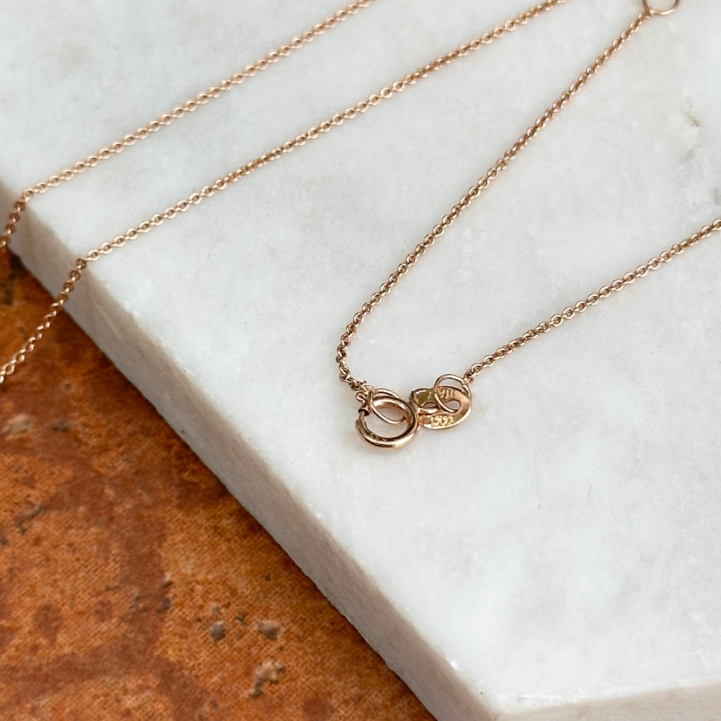 14KT Rose Gold 0.9mm Cable Chain Necklace 16"-18"