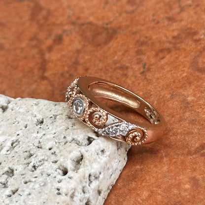 Estate 14KT Rose Gold Diamond Miligrain Swirl Ring