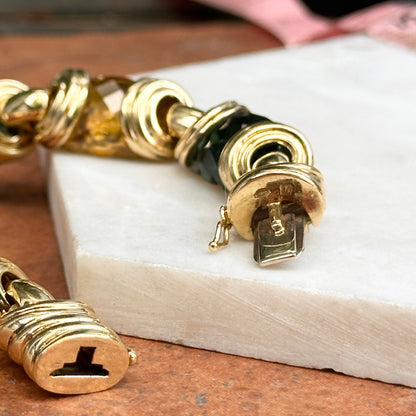 Estate 18KT Yellow Gold Checkerboard Gemstone Link Bracelet