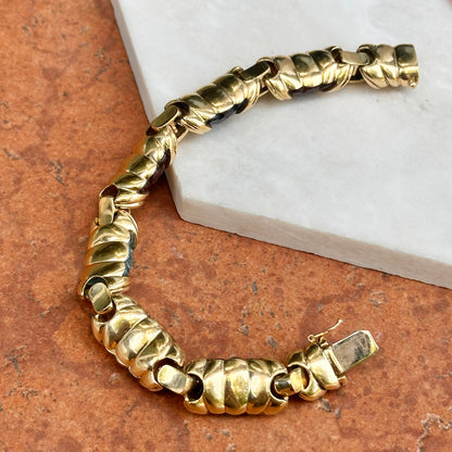 Estate 18KT Yellow Gold Checkerboard Gemstone Link Bracelet