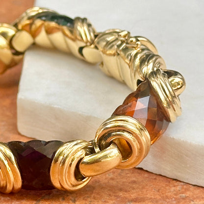 Estate 18KT Yellow Gold Checkerboard Gemstone Link Bracelet