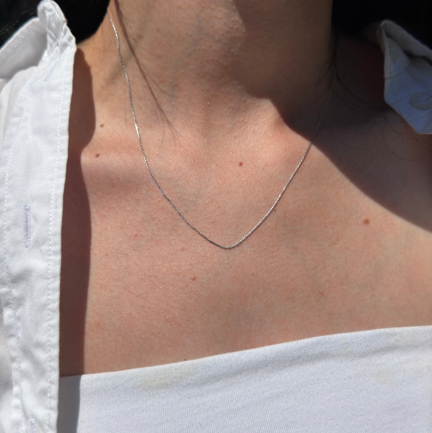 14KT White Gold 1.6mm Boston Link Chain Necklace 18''