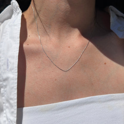 14KT White Gold 1.6mm Boston Link Chain Necklace 18''