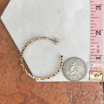 Estate 18KT Yellow Gold Bezel Pink Tourmaline Hoop Earrings