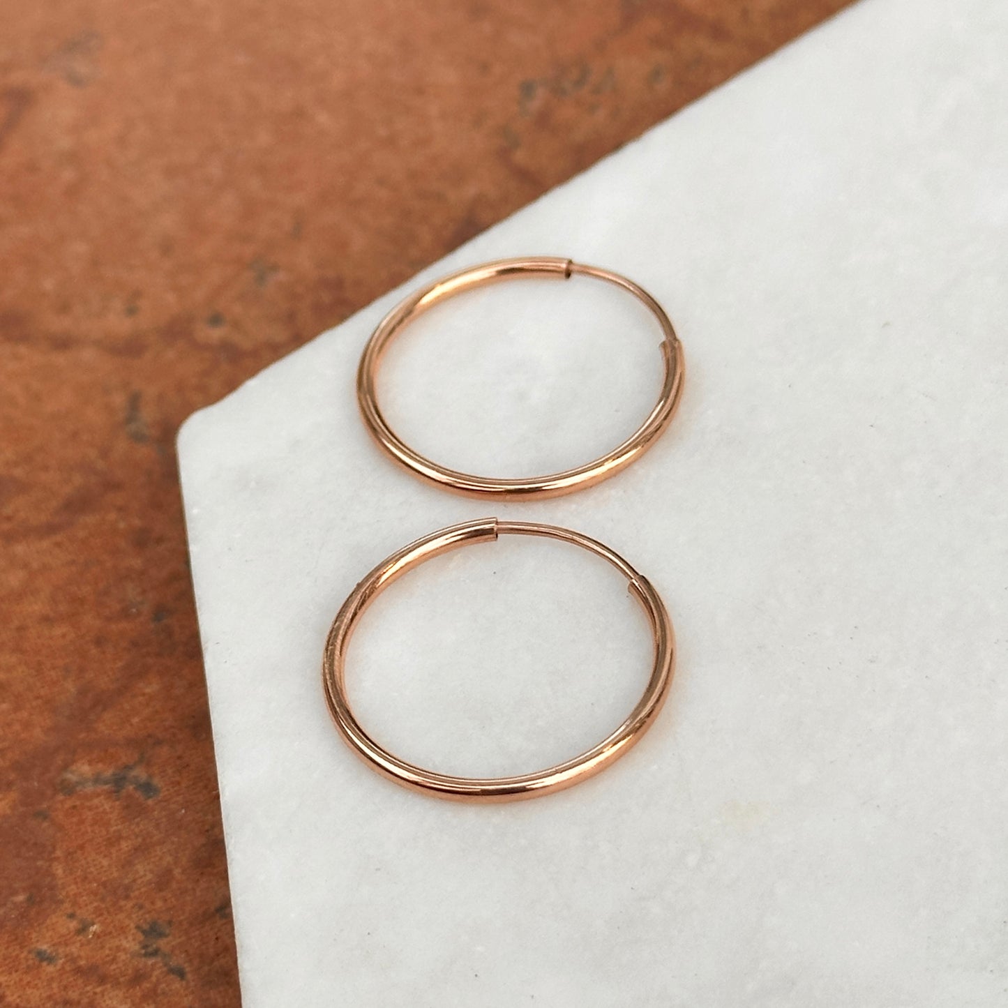 10KT Rose Gold Endless Hoop Earrings 23mm