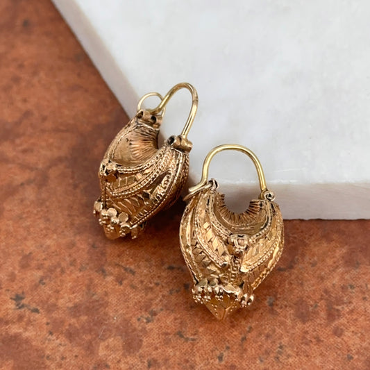 Estate Antique 14KT Yellow Gold Byzantine Hoop Earrings