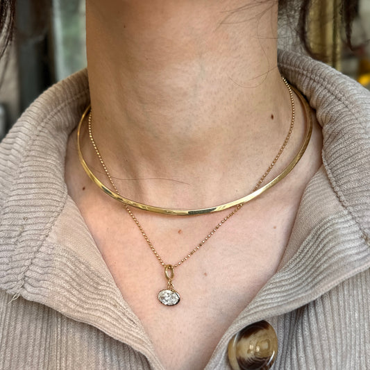 Estate James Avery 14KT Yellow Gold Polished Stiff Open Solid Collar Necklace 3mm