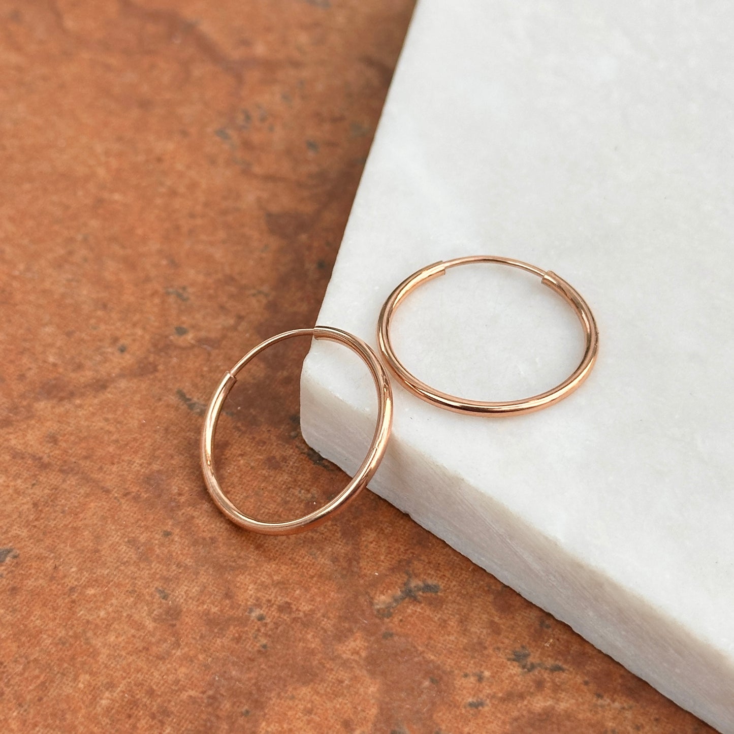 10KT Rose Gold Endless Hoop Earrings 23mm
