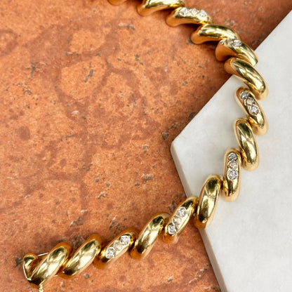 Estate 14KT Yellow Gold 10mm San Marco Diamond Bracelet