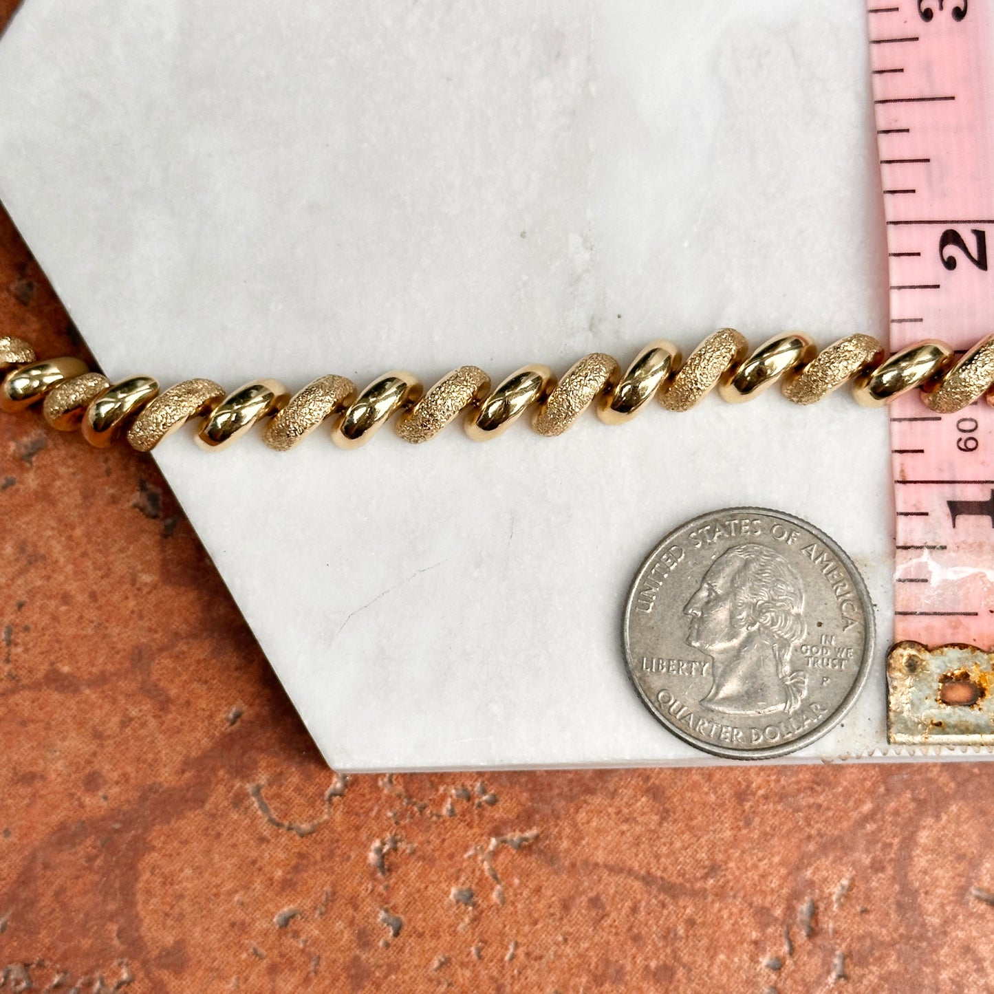 Estate 14KT Yellow Gold Textured San Marco Bracelet