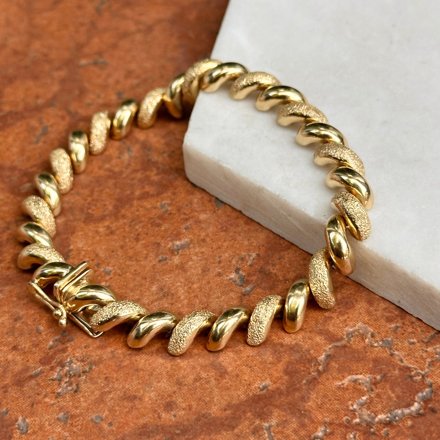 Estate 14KT Yellow Gold Textured San Marco Bracelet