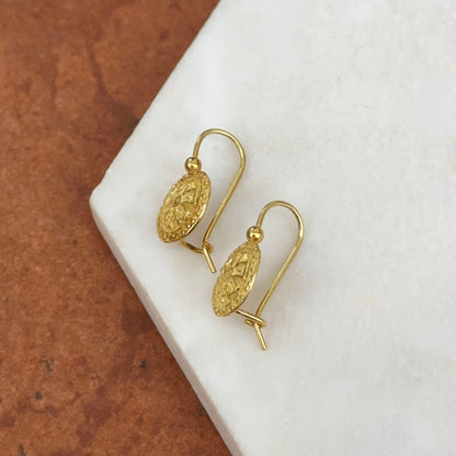 Estate 18KT Yellow Gold Byzantine Etruscan Disc Earrings