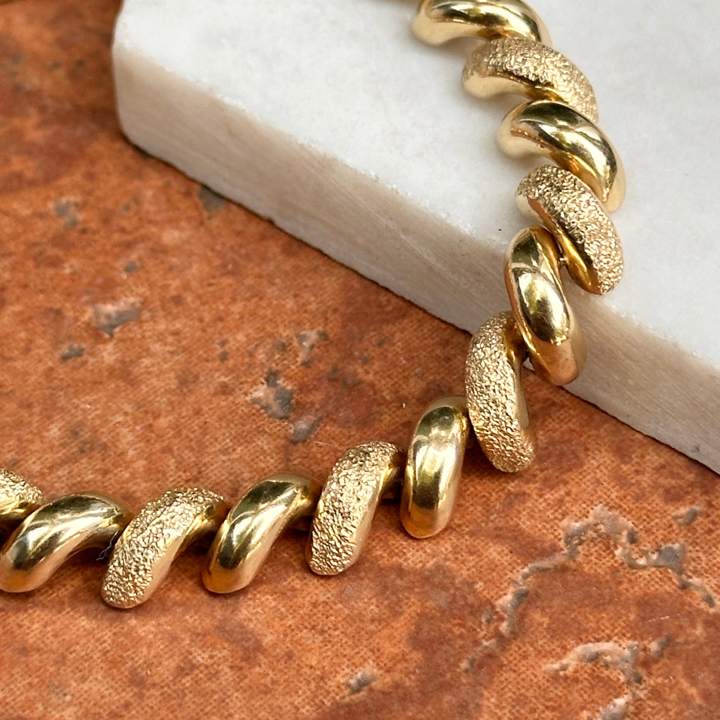 Estate 14KT Yellow Gold Textured San Marco Bracelet
