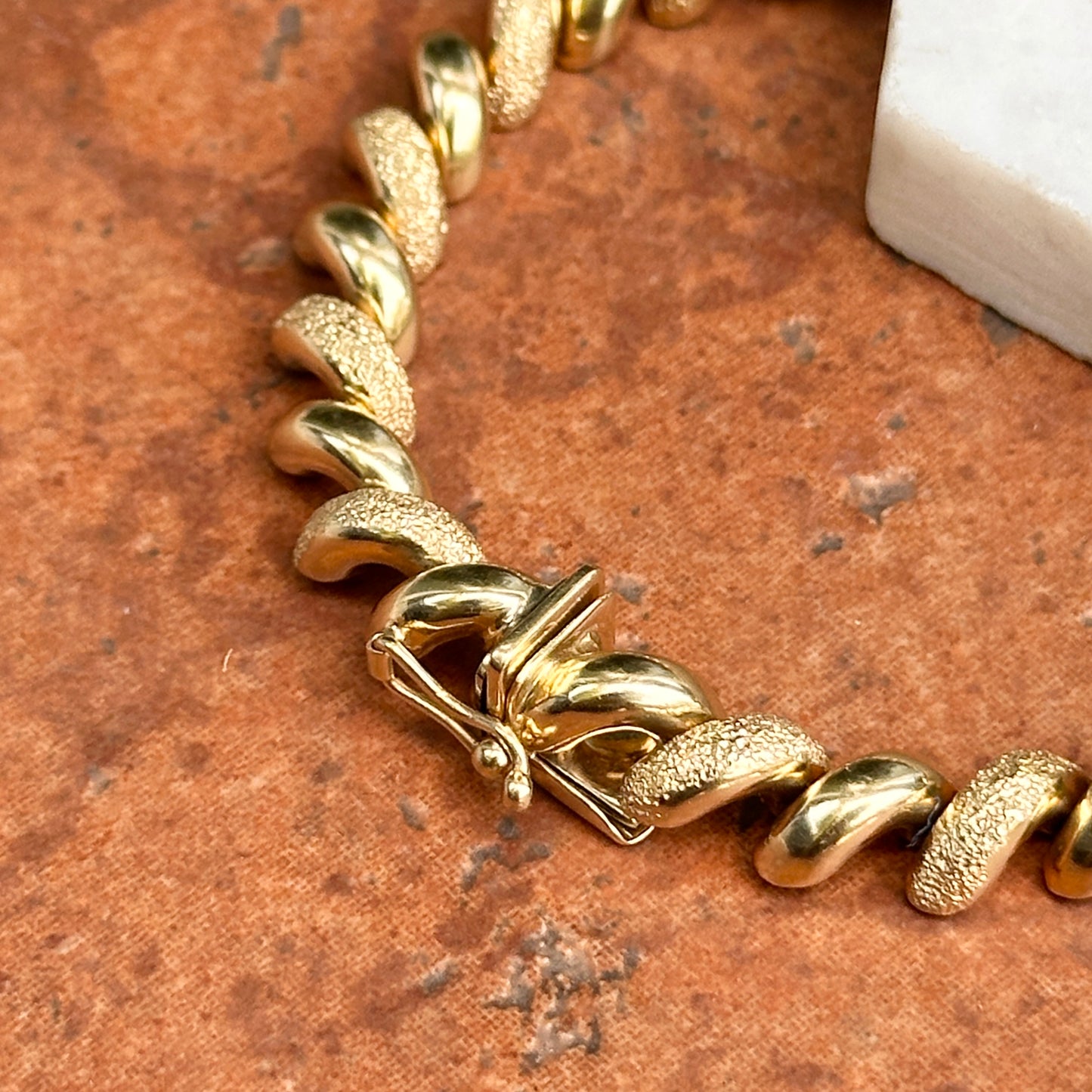 Estate 14KT Yellow Gold Textured San Marco Bracelet