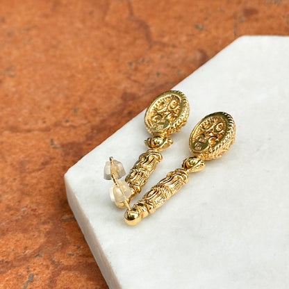 Estate 18KT Yellow Gold Filigree Ornate Dangle Earrings